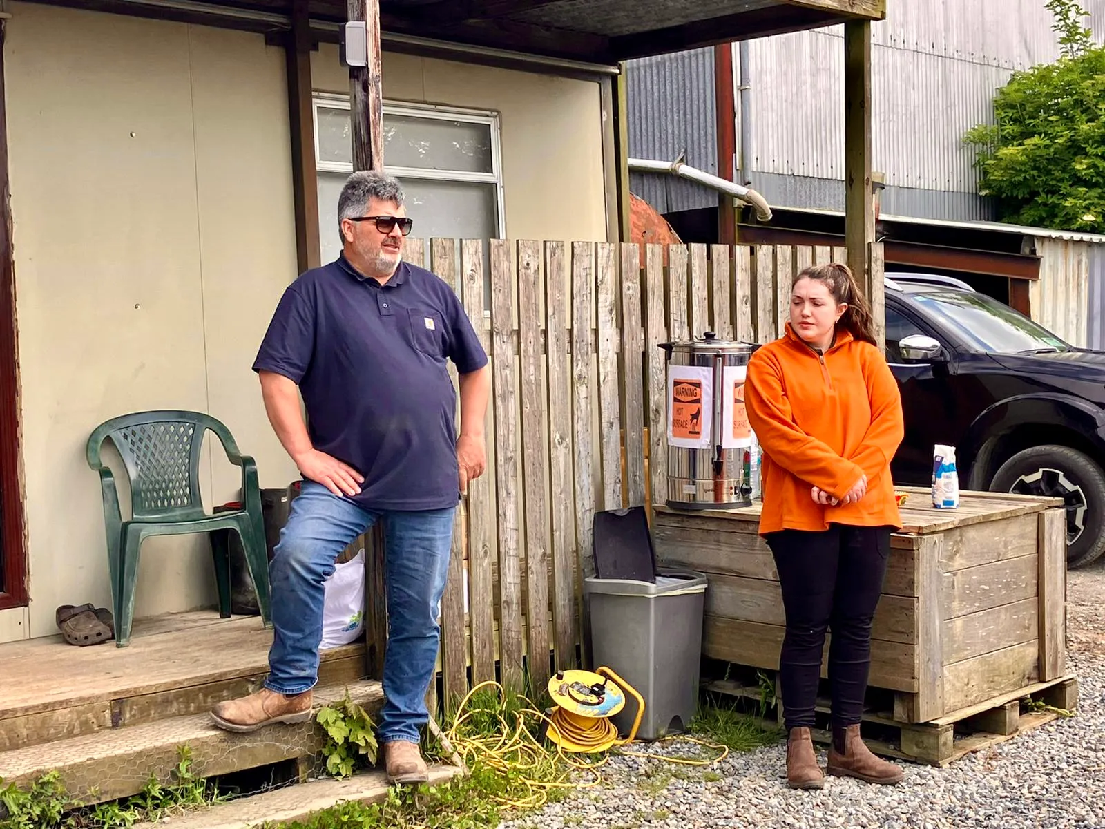 Tom Tierney and Erin Tierney hosting a talk on conservation agriculture. 
